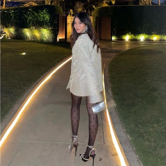 SLA The Label New Paloma Blazer Gold Glitter Medium Oversized Tailored Party - Picture 4 of 17